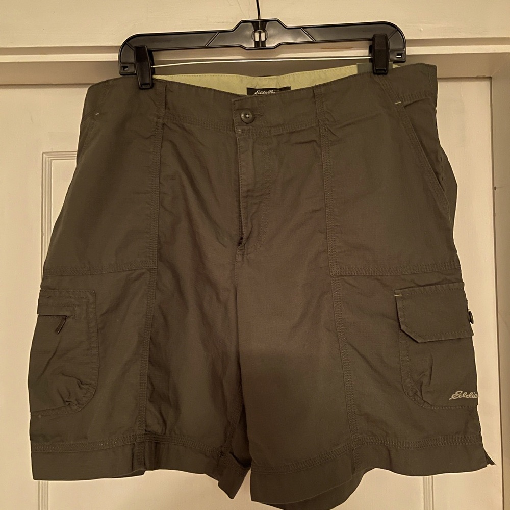 NWT Eddie Bauer Olive Green Ripstop Shorts Size 16 Regular